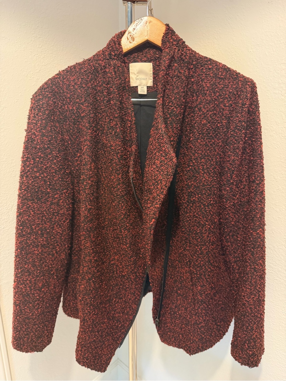Sejour Women's Textured Bouclé Blazer in Deep Wine